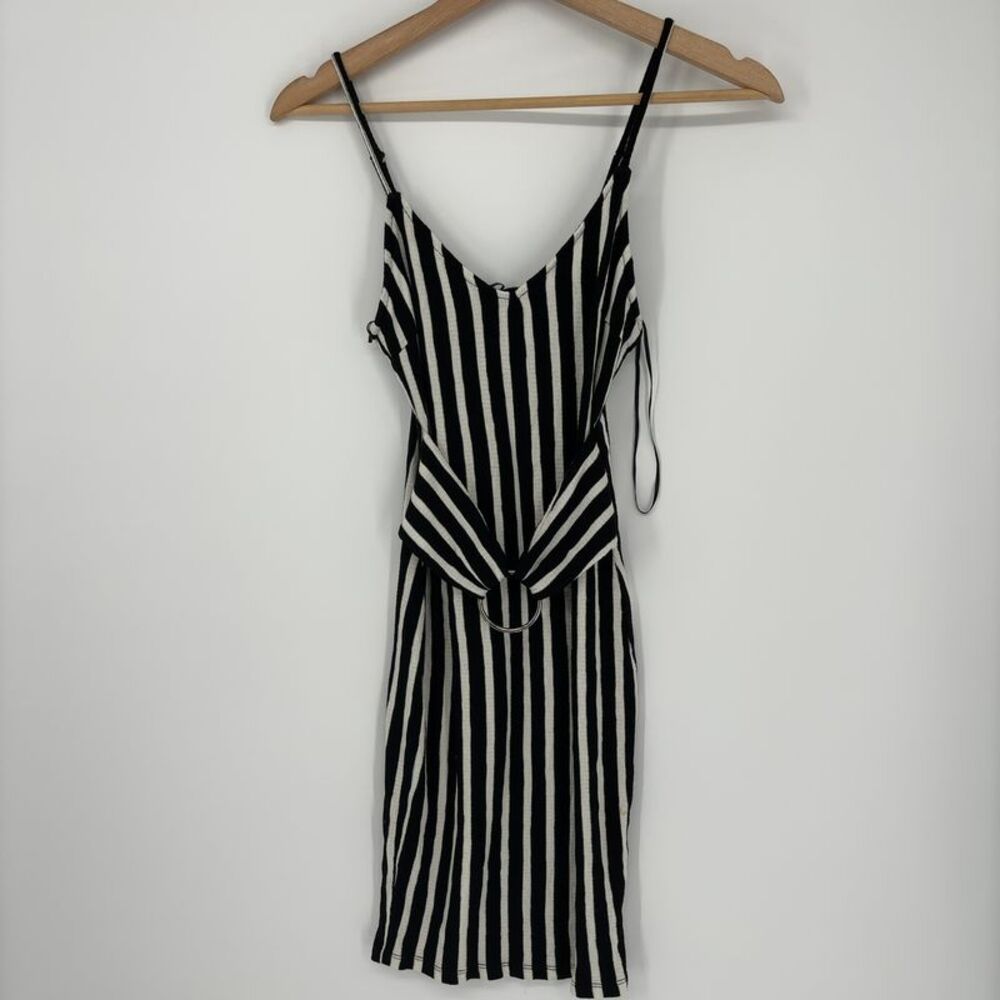 Mind Code Striped Belted Mini Dress